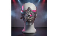 Mirrored Horned Skull Mask Mosaic Half Face Skull Mask Reflective Costume Accessory Gleaming Finish