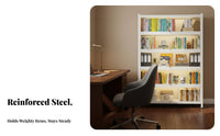 Dustproof Multi-Tier Book Cabinet with Glass Doors Spacious Storage Tall Cabinet with Clear Doors Sturdy Construction Bookcase Heavy-Duty for Children, Collectors, Homeowners, Study Room, Bedroom, Kitchen