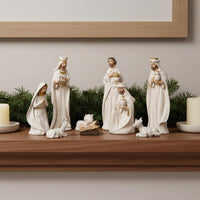 9 Pieces Collectible 9 Piece Nativity Set Vivid Details Christmas Nativity Set Detailed Carving Christmas Manger Scene Figurines Hand-Painted for Collectors, Church Groups, Tabletop, Mantlepiece