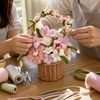 DIY Chenille Stem Flower Basket Kit - Sunflower & Lily Bouquets for Teacher's Day Gift