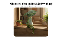 Painted Finish Resin Frog Ornament Small Frog Figurine Decorative Outdoor Decoration Micro-Landscape for Balcony, Courtyard