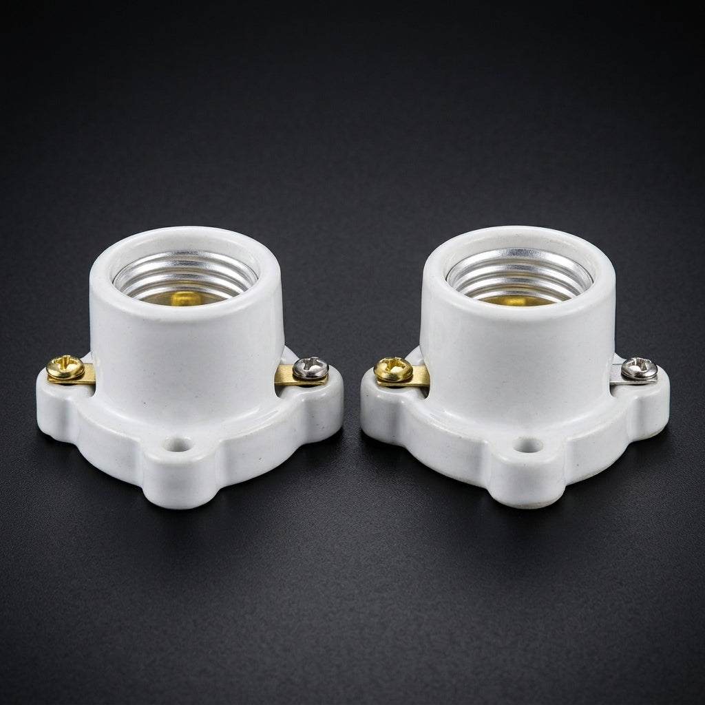 Ceiling Lighting E27 Lamp Holder for Vintage Lamp Projects, Ceramic Bulb Holder with Copper Wiring Terminals, E27 Lamp Base with Screws and Nuts