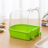 Bird Bathing Box with Lid for Parrot and Cockatiel, Cage Hanging Indoor Bird Bath, Small Bird Grooming and Washing Station