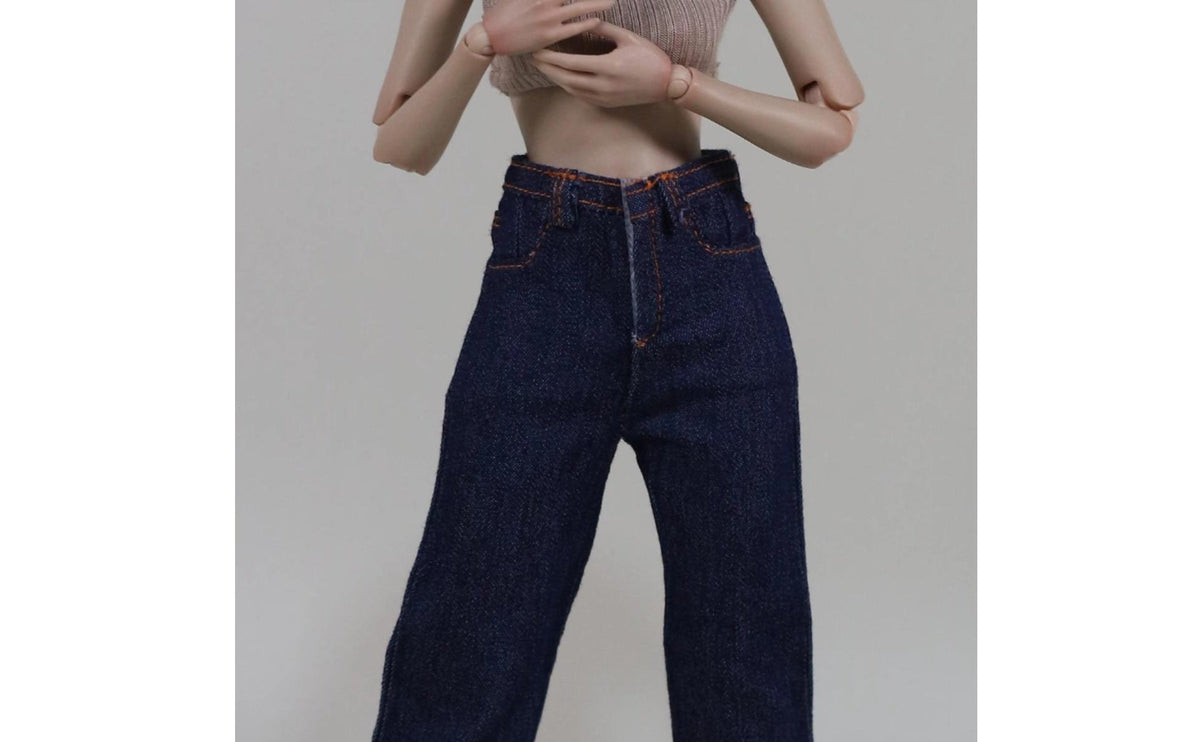 1/6 Scale Doll Jeans Classic Design BJD Straight Straight-Leg Trousers Custom Fit 12 Inch Action Figure Pants for Hobbyists