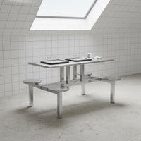 Stainless Steel Dining Table Heavy Duty Commercial Furniture Easy to Clean for Students, Food Court