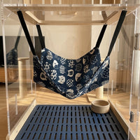 Cat Hammock Cage Hammock with Soft Fleece, Rectangular Hanging Cat Bed and Swing, Adjustable Straps for Indoor Pet Cage Accessories, Bed Warm