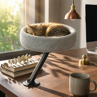 Desktop Feline Bed Textured Material Clamp-on Feline Bed Space-Saving