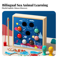 Educational Fishing Toy Develops Manual Skills Fishing Game Great Gift Wooden Sea Creature Activity Set Promotes Hand-Eye Coordination for Toddlers, Preschoolers, Preschool, Daycare