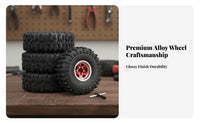 4 Pieces 1/18 Scale RC Crawler Wheels High Grip Rubber RC Crawler Wheel and Tire Set 1.0 Inch Tire-Secure Wheels for Rough Terrain