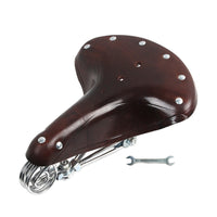 Vintage-Style Cycle Saddle with Springs Sprung Leather Cycle Saddle Riveted Retro Bike Seat Shock-Absorbing for Hobbyists, Commuters, Cruiser Bikes