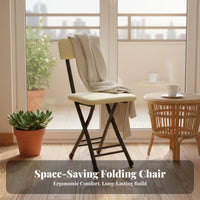 Foldable Design Folding Chair Space Saving Portable Backrest Chair No Assembly Required Padded Folding Stool Sturdy Construction for Homeowners, Office Workers, Balcony, Dormitory, Dining Room, Kitchen