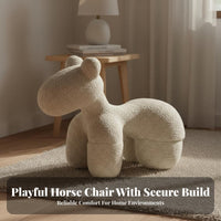 Cute Design Rainbow Horse Chair Fun Home Decor Colorful Horse Stool Comfortable Seating Soft Creature Seat Stable and Safe for Toddlers, Parents, Living Room, Playroom, Bedroom, Nursery