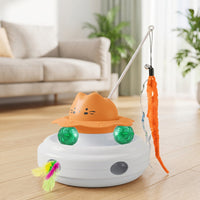 Electric Laser Toy with Feather Wand Indoor Automatic Laser Cat Toy Rotating Removable for Apartments