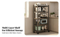 Multi-Tier Kitchen Rack Easy Assembly Installation Microwave Oven Stand Space-Saving Multi-Tier Storage Rack for Renters, Students, Pantry, Garage