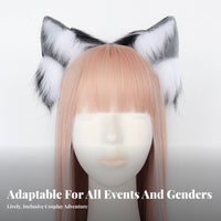 Faux Cat Ear Headband and Tail Handmade Creature Ears Headband and Tail Canine Costume Accessories Realistic Appearance