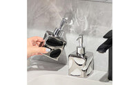 Ceramic Soap Dispenser Square Countertop Dispenser with Silver Toned Pump Glossy for Washroom