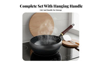 Scale Pattern Wok Induction Compatible Hand Hammered Iron Wok Uncoated Iron Frying Pan Even Heat Distribution Cookware