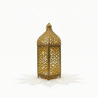Tabletop Lantern with LED Light Warm Glow Metal Lantern Vintage Decor Decorative for Festive Displays