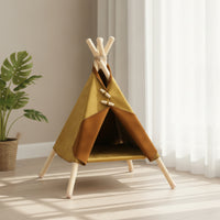 Cat Tent with Wooden Frame Removable Pet Cover Teepee Washable Pet Teepee for Cats, Small Dogs, Living Room, Indoor
