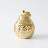Home Decoration Ceramic Storage Jars with Lids for Coffee Table Display, Gold Electroplated Fruit Shaped Porcelain for Kitchen Countertop