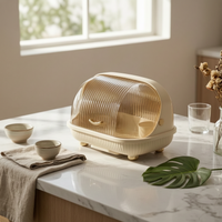 Dish Drainer with Lid Removable Drainboard Covered Dish Drainage Rack Fast Draining Covered Tableware Drainer
