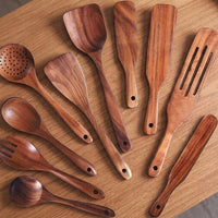 Kitchen Accessories Set with Acacia Wood Spoons and Slotted Spoons, 16-Piece Baking Utensils and Salad Servers, Heat Resistant