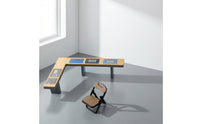 L-Shaped Miniature Console Desk with Chair Compact Control Panel Model Realistic Miniature Desk Portable for Railway Layouts