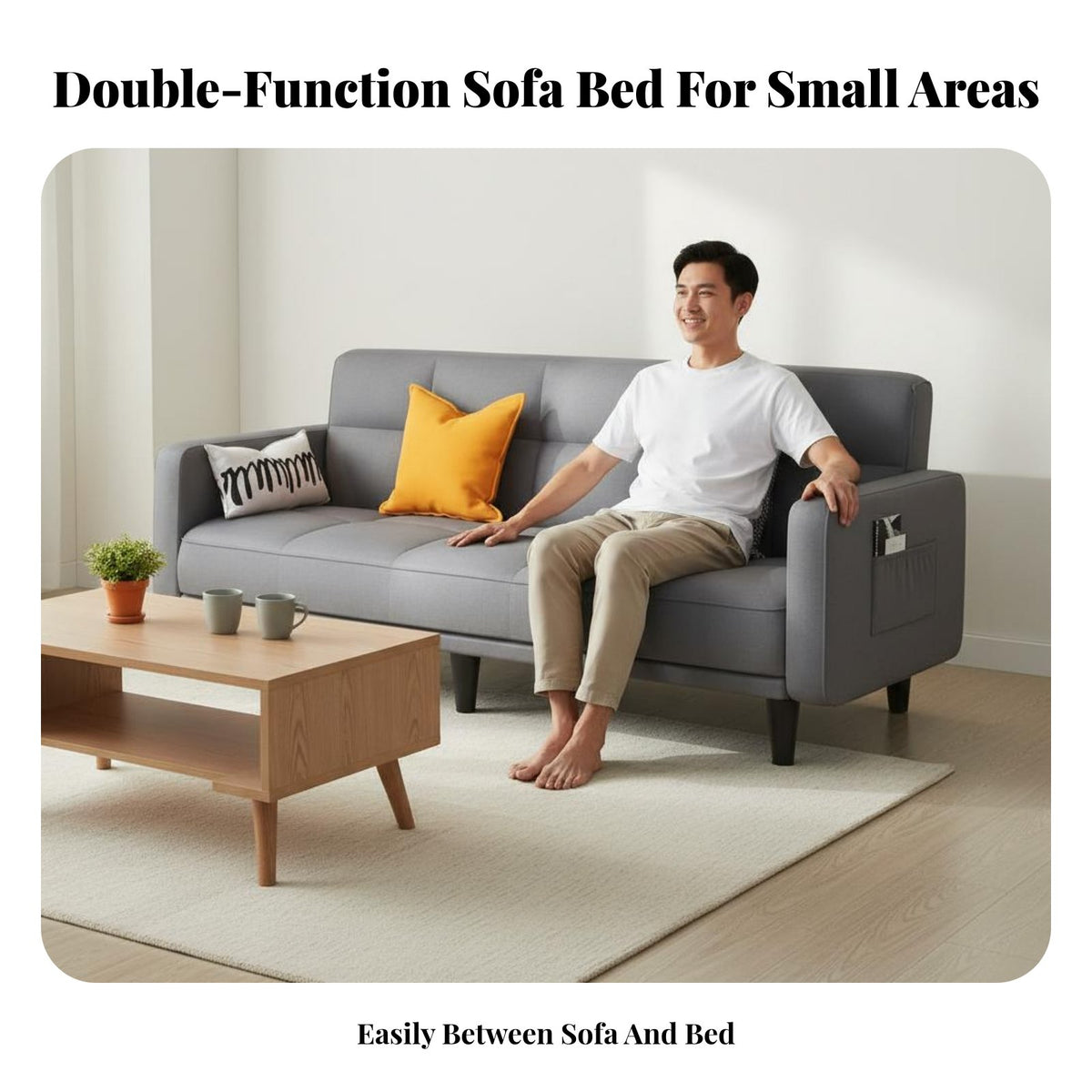 Folding Sofa Bed Foldable Design Convertible Sleeper Sofa Space-Saving Small Apartment Couch Bed for Young Adults, Homeowners, Living Room, Bedroom