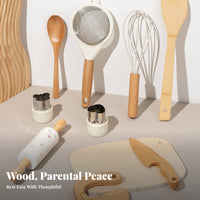 10 Pieces Kids Plaything Wooden Pretend Kitchen Set  Wooden Fine Motor Skills for Children