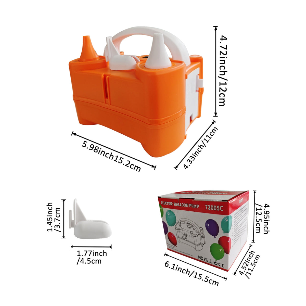 Electric Balloon Pump Dual Nozzle Balloon Inflator Party Supply Carrying Handle 220-240V