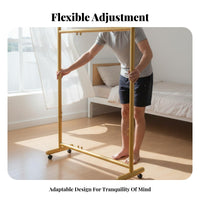 Wheeled Garment Stand Adjustable Clothing Organizer On Casters Household Storage for Homeowners, Boutique Owners, Dorm Room, Apartment
