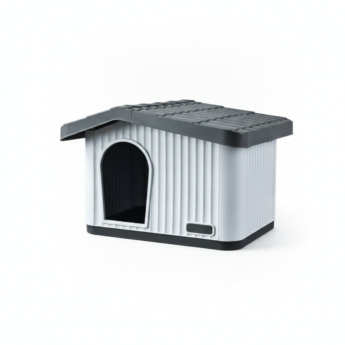 Sloped Roof Rain-Resistant Cat House Ribbed Panel Outdoor Cat House Easy to Clean