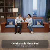 4 Pieces Wooden Sofa Set with Storage Modern Chinese design Upholstered Sofa and Loveseat Set All-Season Use Living Room Furnishings for Families, Home