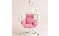 Rattan-Style Hanging Basket Chair Padded Hanging Swing Chair with Stand Outdoor Furniture Indoor for Sunroom