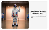 Performance Prop Astronaut Costume Eye-Catching Design Full Body Astronaut Suit Mascot Design Spacesuit Costume Embroidered Patches for Children, Performers, Stage Performances, Promotional Events, Themed Parties, Halloween
