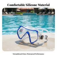 Reinforced Glass Diving Goggles Anti-Fog Snorkeling Facepiece Water Resistant Snorkel Facepiece for Snorkelers, Beginners, Underwater Exploration