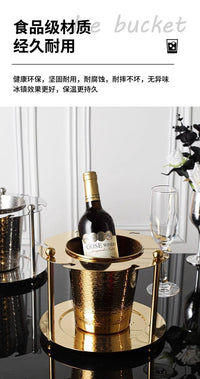 Stainless Steel Bullet Shot Glass Rack with Ice Bucket for Bars
