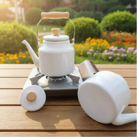 Enamel Tea Kettle Multi-Cooktop Compatible Enamel Water Kettle Japanese Design Teapot Flat Bottom Vintage Teapot Long-Lasting