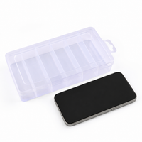 Transparent storage box with lid, PP sorting box for small parts, 6 compartments, 200x102x30mm, perfect for electronics & screws