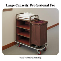 Hotel Cleaning Cart Multi-Versatile Hotel Cleaning Trolley Multifunctional Linen Collection Trolley for Housekeepers, Janitors, Hotels, Resorts