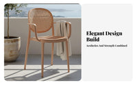 Stackable Design Faux Rattan Armchair Woven Backrest Dining Seat Wabi-Sabi Aesthetic Seating Furniture With Armrests for Adults, Homeowners, Office Workers, Balcony, Living Room, Bedroom, Reading Nook