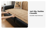 Thick Material Fluffy Single-Piece Sofa Mat Non-Slip Backing Seat Cushion Machine Washable Couch Protector Skin-Friendly for Homeowners, Families, Pet Owners, Winter, Living Room, Bay Window, Office