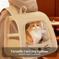 Large Capacity Cat Carrier Backpack Lightweight Cat Backpack Carrier Structured Design for Travelers, Hikers, Outdoor, Vet Visits, Camping