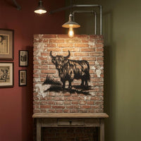 Scottish Cattle Silhouette Metal Art Farmhouse Shaggy Cow Wall Decoration Lightweight