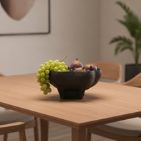 Pedestal Bowl Decorative Gourd-Shaped Bowl Matte Ceramic Vessel with Pedestal Base for Entryway Table