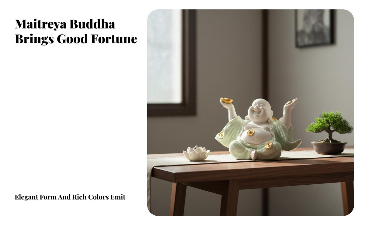 Laughing Buddha Statue Meditative Design Maitreya Buddha Decoration Ceramic Figurine Good Gift Handmade Craft