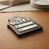 Writable Surface Password Sign Self-Adhesive Wall Mount Plaque Wooden Base Business Signage for Restaurant, Hotel, Cafe, Office