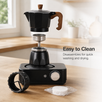 Moka Pot Coffee Maker Set with Electric Ceramic Stove for Home and Outdoor Use