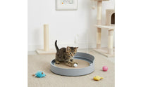 Wear-Resistant Round Cat Scratcher Bed Low-Shedding Cat Scratcher with Ball Track Sturdy Construction Circular Cardboard Scratch Pad Multi-Functional for Large Cats, Small Areas