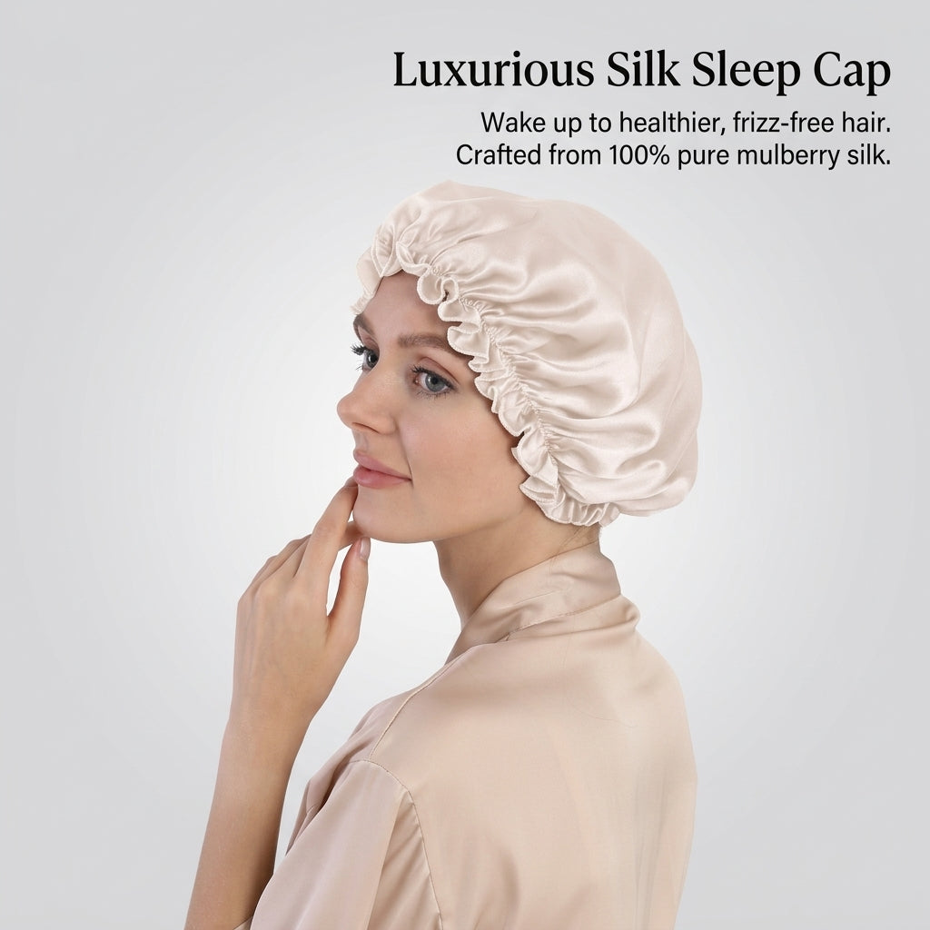 Bonnet for Women, Adjustable Nightcap for Sleeping with Elastic Band, Lightweight Breathable Cap for Sensitive Scalp, Home Use